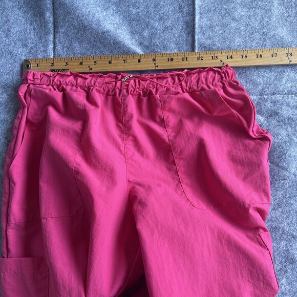Nylon Pants Womens Small Pink Cinch Waist Gorpcore Casual Lightweight - Picture 6 of 10